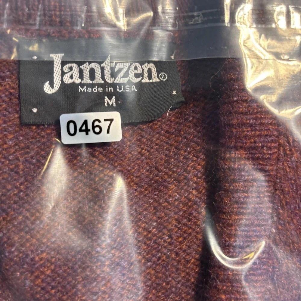 Vintage Jantzen Mens Burgundy Marl Wool Blend V-Neck Sweater Vest Made in USA M